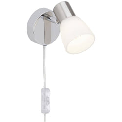 Brilliant - lampe Janna led alimentation spot mural et interrupteur fer / chrome / blanc 1x LED-Z45, E14, ampoule led 4W incluse, (450lm, 2700K)
