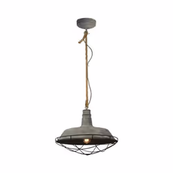Suspension - BRILLIANT - Rope - Métal et Corde - Ø 47cm - 60W E27 - Gris béton
