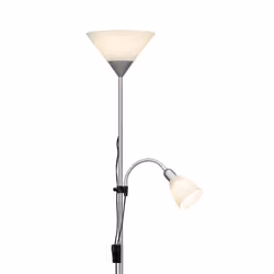 SPARI LED Lampadaire 2L avec liseuse argent/blanc E27+E14