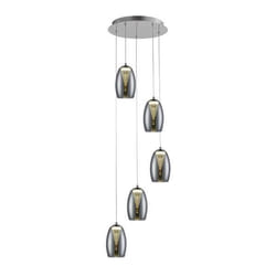 Suspension 5 lampes led Brilliant Metropolis Chrome Métal - Verre G60773/93