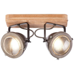 Brilliant - lampe Carmen Wood faisceau spot 2 flg acier brûlé / bois 2x PAR51, GU10, 5W, adapté aux lampes à réflecteur (non incluses) Échelle a ++ à
