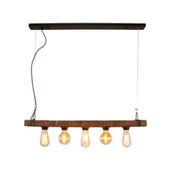 Brilliant - Suspension, E27 Style Industriel Woodhill Métal Noir Et Bois