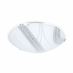 Lampes en cristal plafonnier éclairage en verre lampe en cristal plafonnier, verre métal satiné blanc, 1x led 12W 1200Lm blanc neutre, DxH 30x9,8 cm