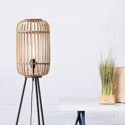 Lampadaire en bois WOODROW - BRILLIANT - Marron - Industriel - Loft - LED - 170 cm