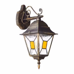 JANEL Applique extérieure descendante, métal/verre, noir dore, E27 max 60W, ampoule non incluse IP44
