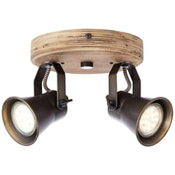 Brilliant - lampe Seed Spotrondell 2flg acier noir / bois clair 2x PAR51, GU10, 5W, adapté aux lampes à réflecteur (non incluses) Échelle a ++ à e