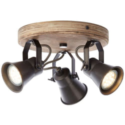 Brilliant - lampe Seed Spotrondell 3flg acier noir / bois clair 3x PAR51, GU10, 5W, adapté aux lampes à réflecteur (non incluses) Échelle a ++ à e