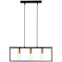 Brilliant - lampe Arica suspension 3 ampoules noir / laiton 3x A60, E27, 60W, adaptées aux lampes normales (non incluses) Échelle a ++ à e Le câble