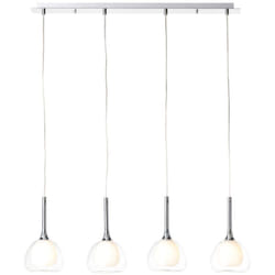 Brilliant - lampe Hadan suspension 4 lampes chrome / blanc-transparent 4x D45, E14, 40W, adapté aux lampes à suspension (non inclus) Échelle a ++ à e