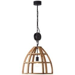 Lampe suspendue - BRILLIANT - Matrix Nature - Marron - Métal - Bois massif