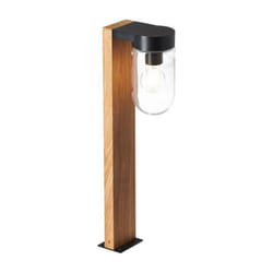 Brilliant - cabar Borne extérieure - coloris bois foncé/noir - métal/verre E27 1x40W
