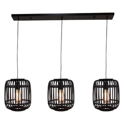 Suspension 3 lampes design Brilliant Woodrow Beige Bambou 93778/76