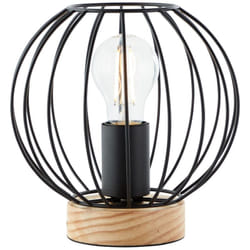 Brilliant - lampe de table Sorana noir/couleur bois 1x A60, E27, 40W, adapté aux lampes normales (non incluses)