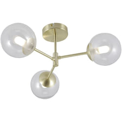 Brilliant - lampe, plafonnier Gitse 3 flammes en acier inoxydable, métal / verre, 3x QT14, G9, 20W, lampes à culot (non inclus), a ++