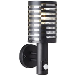Brilliant - lampe, applique murale d'extérieur Venlo avec détecteur de mouvement noir mat, acier inoxydable / plastique, 1x A60, E27, 40W, lampes