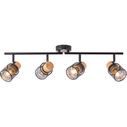 Brilliant - Lampe Santy spot tube 4 lampes noir/marron naturel 4x D45, E14, 42 w