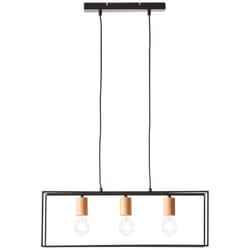 Lampe, suspension Arica 3-flammes noir / couleur bois, 3x A60, E27, 60W, câble peut être raccourci / réglable en hauteur - Brilliant