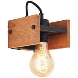 Brilliant - Applique murale Calandra 1 flamme noir/couleur bois 1x A60, E27, 42W, adapté aux lampes normales (non incluses)