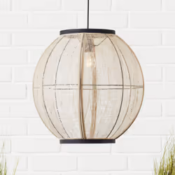 Suspension - BRILLIANT - Tanah - 47cm - Noir - Métal/Bambou - E27