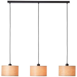 Suspension - BRILLIANT - Romm - 3 flammes - Bois clair - Noir - E27