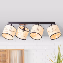 Spot bar Wiley 4 flammes - BRILLIANT - Bois clair - Noir - LED - Articulé