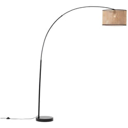 Lampadaire arc Wiley 2,1m bois clair/noir 1x A60, E27, 42W, adapté aux lampes normales (non incluses) - Brilliant