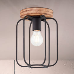 Plafonnier Tosh 20cm bois antique - corindon noir - BRILLIANT - LED - Campagne