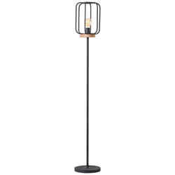 Lampadaire Tosh 1 flamme - BRILLIANT - Bois antique - Corindon noir - E27 - Vintage