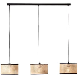 Suspension - BRILLIANT - Wiley - 3 flammes - Métal et rotin - Longueur 93 cm