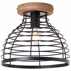 Plafonnier - BRILLIANT - Avia - 30cm - Noir-Bois - Métal - 1x E27 - 52W