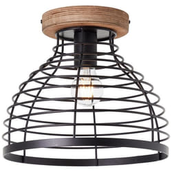 Plafonnier - BRILLIANT - Avia - 30cm - Noir-Bois - Métal - 1x E27 - 52W
