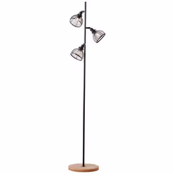 Lampadaire - BRILLIANT - G99572-76 - 3-flammes - Noir et Bois - Design Contemporain