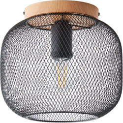 Brilliant - Plafonnier Giada 25cm noir/bois métal 1x A60, E27, 42 w, adapté à une lampe normale (non incluse)