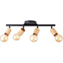 Lampe Brilliant Tiffany spot tubes 4 ampoules noir mat/marron naturel 4x A60, E27, 28 W