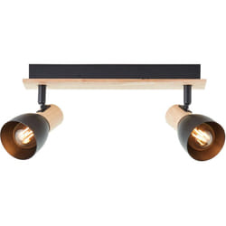 Brilliant - Lampe Daintree spot bar 2 lampes bois/aluminium noir marron 2x D45, E14, 28 w