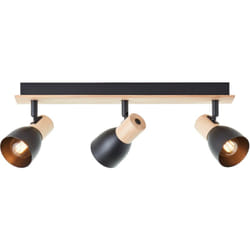 Brilliant - Spot Daintree 3 lumières bois/noir métal/bois 3x D45, E14, 28 w, Convient pour lampe à poser (non incluse)