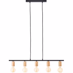 Plongez votre intérieur dans une merveilleuse lumière avec la suspension 5 lampes Kerry au look noir et bois ! Cette élégante ...
