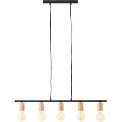Brilliant - Lamp Kerry suspension à 5 lampes noir/bois aluminium marron 5x A60, E27, 40 w