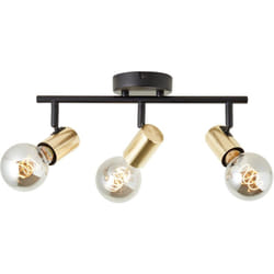 Brilliant - Spot Kerry 3-flammes noir/laiton, métal, 3x A60, E27, 40 w