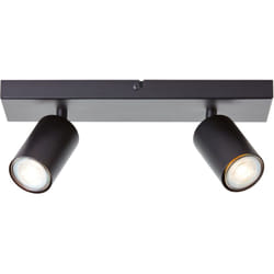 Barre de spots LED Brilliant Jello 2-flammes noir mat, métal, 2x LED, GU10, 5 W, lampes à réflecteur LED incluses (flux lumineux : 345lm, couleur de