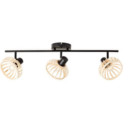 Brilliant - Brillant projecteur Norah 3 feux. bois clair/noir, métal/bambou, 3x D45, E14, 28 w