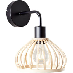 Applique murale Brilliant Norah noir/naturel, métal/bambou, 1x A60, E27, 40 w