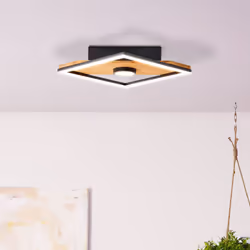 Plafonnier LED - BRILLIANT - Woodbridge - 25x25cm - Bois-Noir - 18W - 1600lm