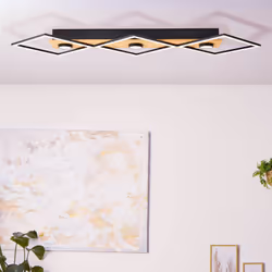 WOODBRIDGE Plafonnier noir/bois LED intégrée