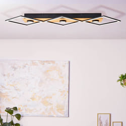 WOODBRIDGE Plafonnier noir/bois LED intégrée