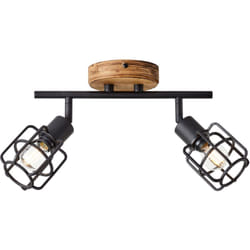 Brilliant - Lampe Gwen spot tube à 2 lampes bois antique/corindon noir métal noir 2x D45, E14, 28 w