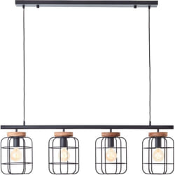 Lampe Gwen suspension 4 Ampoules noir acier/bois aluminium noir 4x A60, E27, 40 w - Brilliant