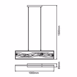 CHAUMONT Suspension noir/bois LED intégrée aluminium/métal/bois