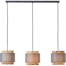 Waterlilly suspension 3-flammes gris/beige, métal/tissu/jacinthe d'eau, 3x A60, E27, 60 w - Brilliant