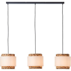 Waterlilly suspension 3-flammes noir/naturel/blanc, métal/tissu/jacinthe d'eau, 3x A60, E27, 60 w - Brilliant
